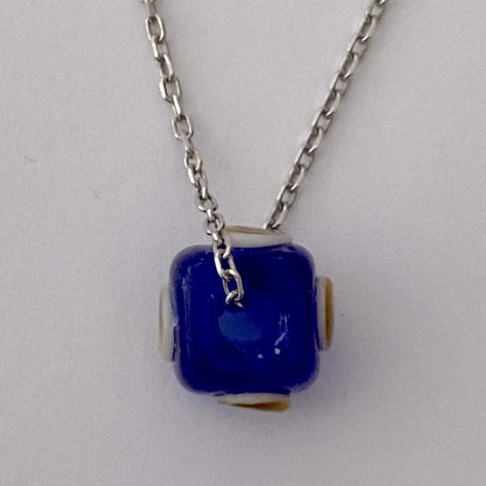 🧿925 Silver blue evil eye glass bead necklace